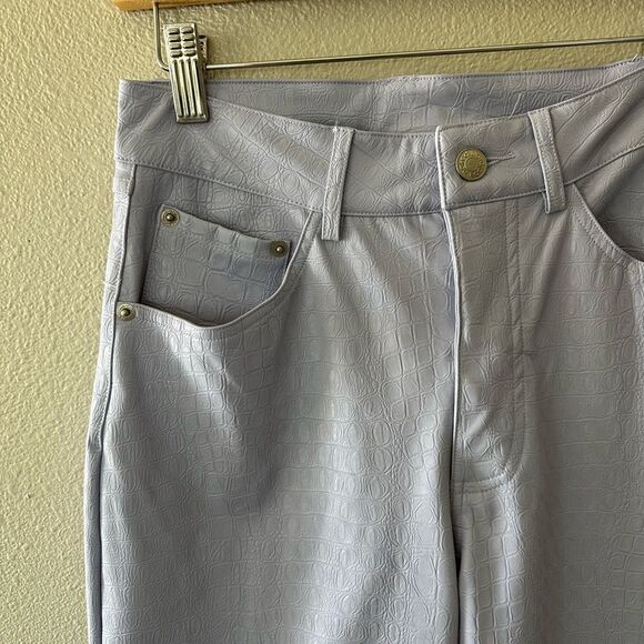 Naked Wardrobe Straight Croc Faux Leather Straight Leg Pants Lavender Purple XS - Picture 3 of 9